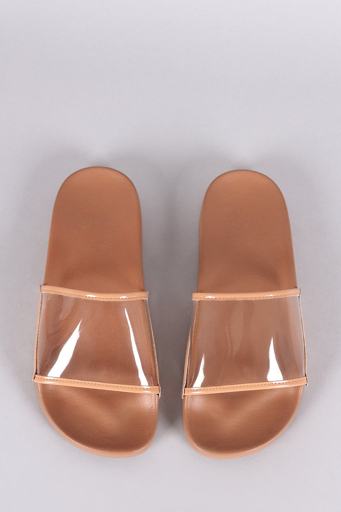 Lucite Band Open Toe Slide Sandal