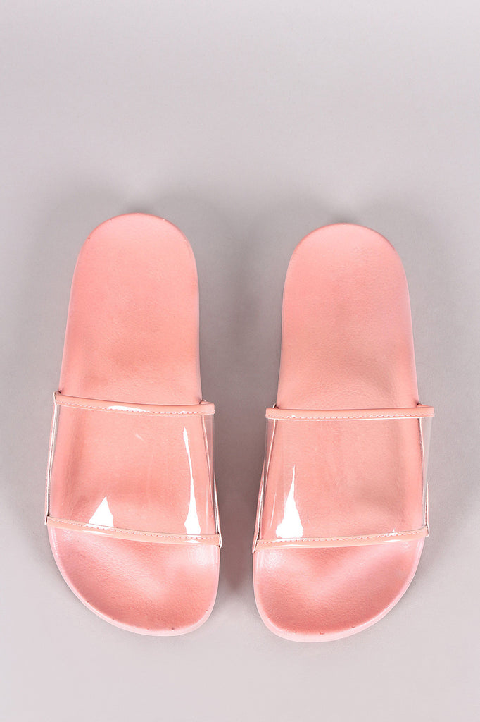 Lucite Band Open Toe Slide Sandal