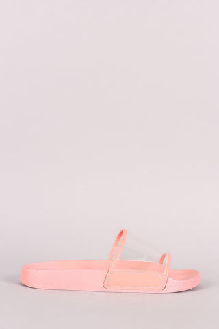 Lucite Band Open Toe Slide Sandal