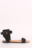 Bamboo Suede Braided Ankle Strap Flat Sandal