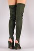Bamboo Fitted Elastane Chunky Heeled Over-The-Knee Boots