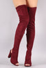 Bamboo Fitted Suede Chunky Heeled Over-The-Knee Boots