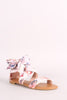 Bamboo Printed Side Bow Flat Sandal