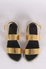 Bamboo Metallic Patent Double Band Slingback Flat Sandal