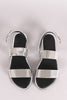 Bamboo Metallic Patent Double Band Slingback Flat Sandal