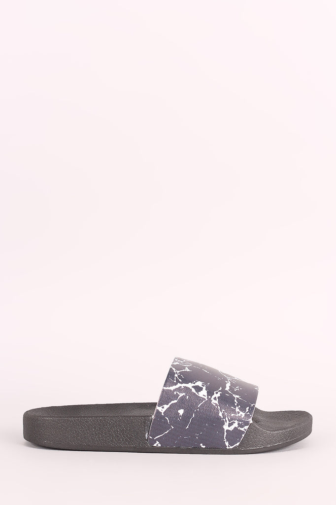 Qupid Marble-Effect Open Toe Side Sandal