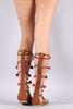 Liliana Pom Pom Charm Lace Up Gladiator Flat Sandal
