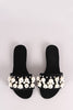 Faux Pearls Velvet Slide Sandals