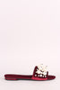 Faux Pearls Velvet Slide Sandals