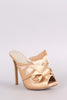 Liliana Twisted Satin Bow Peep Toe Mule Heel