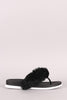 Faux Fur Trim Jelly Thong Flip Flop Sandal