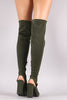 Fitted Elastane Chunky Heeled Over-The-Knee Boots